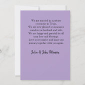 私たちはこっそり結婚しました - 結婚したカップルの名前と日付 案内状 (裏面)