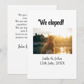 私たちはこっそり結婚しました - 結婚したカップルの名前と日付 - 案内状 (正面/裏面)