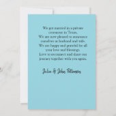 私たちはこっそり結婚しました - 結婚しました カップル名 都市, 日付 案内状 (裏面)