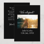 私たちはこっそり結婚しました - 結婚しました - 場所と日付 案内状 (正面/裏面)