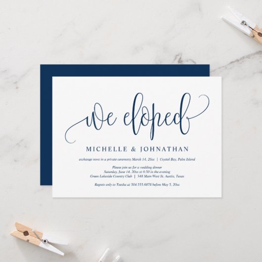 私たちはこっそり結婚しました 結婚記念パーティーのお知らせ 招待状 (正面/裏面インサイチュ)