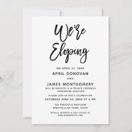 私たちはこっそり結婚します ブラシ タイポグラフィー 結婚式招待状 招待状