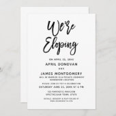 私たちはこっそり結婚します ブラシ タイポグラフィー 結婚式招待状 招待状 (正面/裏面)