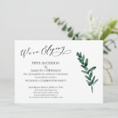 私たちはこっそり結婚する グリーン ペイントの葉 受付のみ 招待状 (スタンド正面)