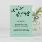 私たちはこっそり結婚する シンプル モダン 手書き 緑 招待状 (スタンド正面)