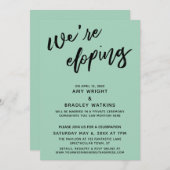 私たちはこっそり結婚する シンプル モダン 手書き 緑 招待状 (正面/裏面)