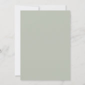 私たちはこっそり結婚する ミニマルな手書きフォント 緑がかった灰色 招待状 (裏面)