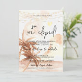 私たちはこっそり結婚式を挙げた、自然派のラスティックパームズウェディング 招待状 (スタンド正面)