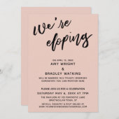 私たちはこっそり結婚式 モダン手書きタイポグラフィー ブラッシュ 招待状 (正面/裏面)