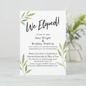 私たちはこっそり結婚 Typography & 緑の水彩植物 招待状 (スタンド正面)