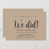 私たちはしました、結婚式の駆け落ち式の招待状 招待状 (正面/裏面)