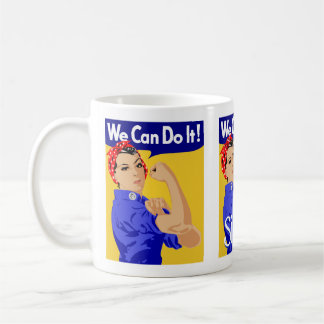 私たちはそれを行うことができる姉妹女性スカーフイエローブルー コーヒーマグカップ