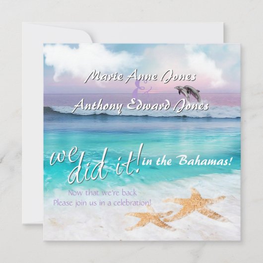 私たちはそれを行った – 美しい熱帯海日の出 招待状 (正面)