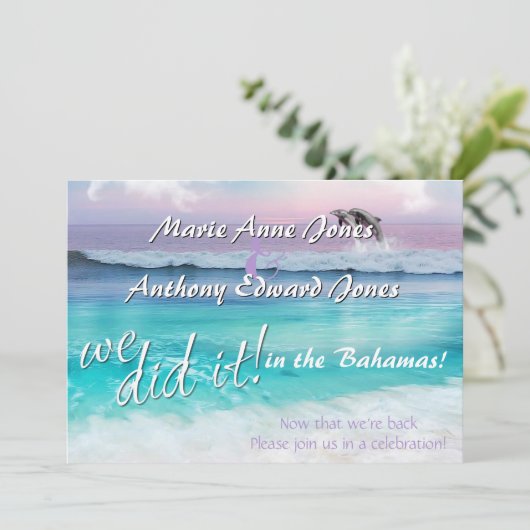 私たちはそれを行った – 美しい熱帯海日の出 招待状 (スタンド正面)