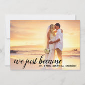 私たちはちょうどミスターフォトたった今結婚しました披露宴 招待状 (正面)