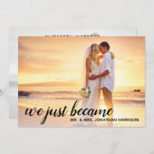 私たちはちょうどミスターフォトたった今結婚しました披露宴 招待状 (正面/裏面)