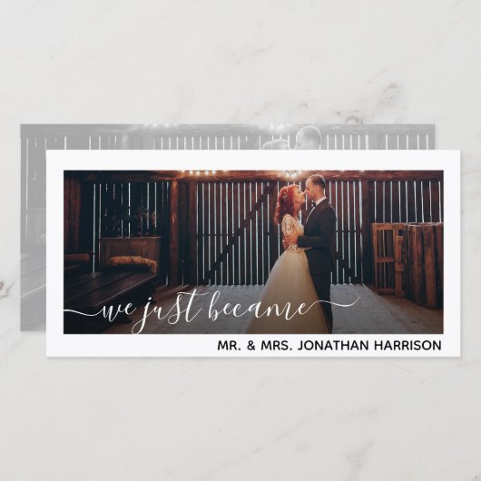 私たちはちょうどミセス・フォト・たった今結婚しました 案内状 (正面/裏面)