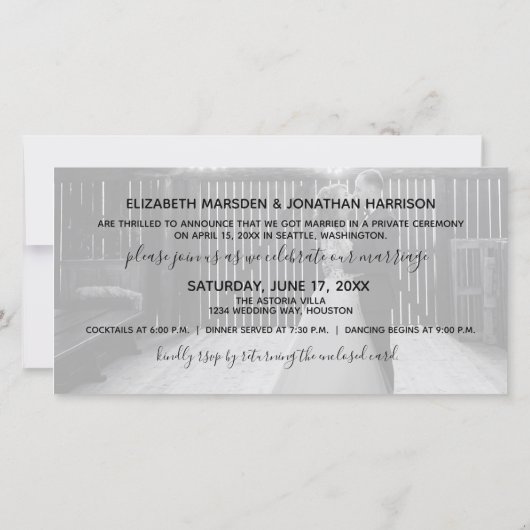 私たちはちょうどミセス・フォト・たった今結婚しました 案内状 (裏面)