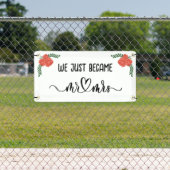 私たちはちょうどMrになった。ミセス・カー\ト結婚ラック 横断幕 (インサイチュ)