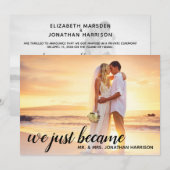 私たちはついにMr. & Mrs.になりました 結婚式場での写真 招待状 (正面/裏面)