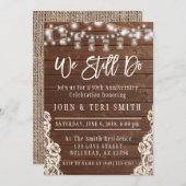 私たちはまだウッドラスティックウェディングアニバーサリーを続けています 招待状 (正面/裏面)