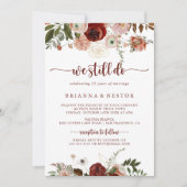 私たちはまだゴールド ラスティック フローラル 誓いの更新 招待状 (正面)