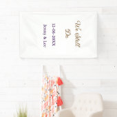 私たちはまだブラウン ピンクの名前 日付 年 ボーホー レトロをします 横断幕 (インサイチュ)