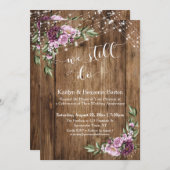 私たちはまだ愛し合っている、素朴な木製のピンクの花のアニバーサリー 招待状 (正面/裏面)