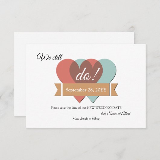 私たちはまだ結婚する 新しい結婚日程のお知らせ 案内状 (正面/裏面)