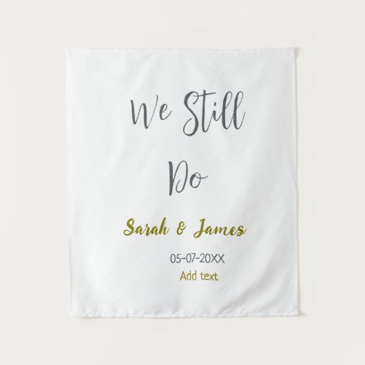 私たちはまだ結婚記念日のシンプルな灰色の金 タペストリー (正面)