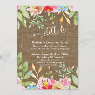 私たちはまだ記念日を行うBurlapレースのライトストリング 招待状