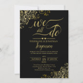 私たちはまだ誓う エレガントなブラック＆ゴールドの誓いの更新 招待状 (正面)