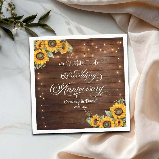 私たちはまだ65周年結婚のストリングライトを行う スタンダードカクテルナプキン