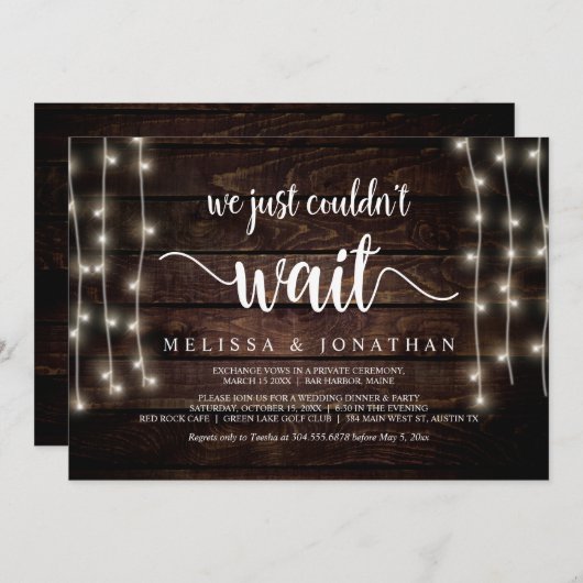 私たちはもう待つことができなかった、農村での結婚式の秘密の挙式 招待状 (正面/裏面)