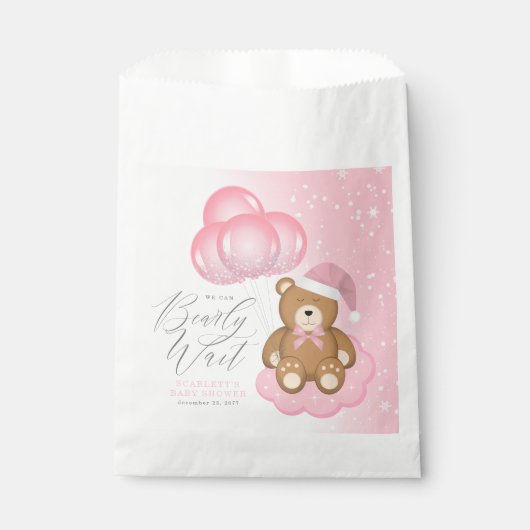 私たちはようやく眠いクマの気球の赤ちゃんシャワーを待つ フェイバーバッグ (正面)
