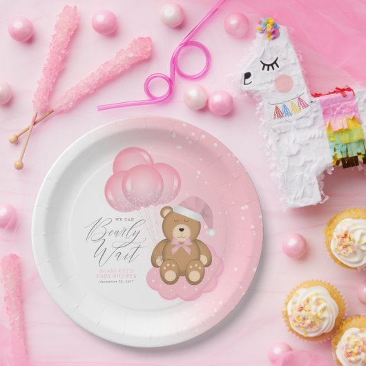 私たちはようやく眠いクマの気球の赤ちゃんシャワーを待つ ペーパープレート (パーティー)
