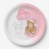私たちはようやく眠いクマの気球の赤ちゃんシャワーを待つ ペーパープレート (正面)