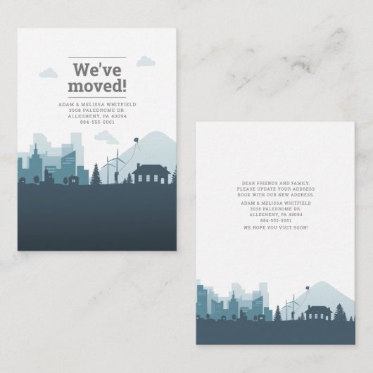 私たちはアドレス移動のお知らせを移動 ノートカード (正面/裏面)