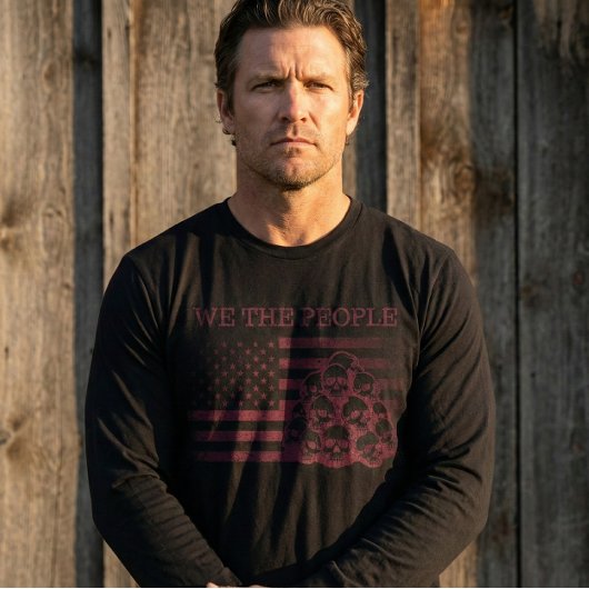 私たちはアメリカ国旗ブラックTシャツ Tシャツ