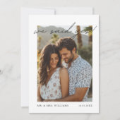 「私たちはイエスと言いました」 現代のミニマルな写真による発表 招待状 (正面)