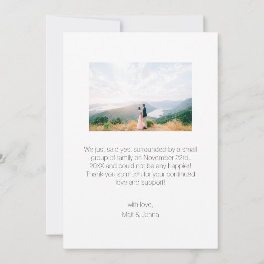 私たちはイエスと言った フォト ウェディング アナウンスメント 招待状 (裏面)