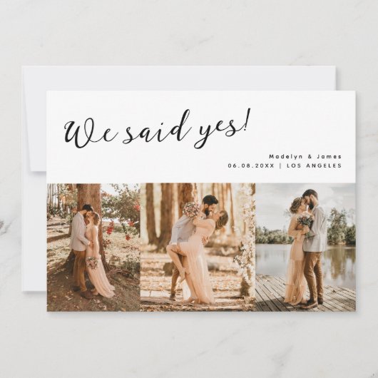 私たちはイエスと言った 現代のウェディング マルチフォト 案内状 (正面)