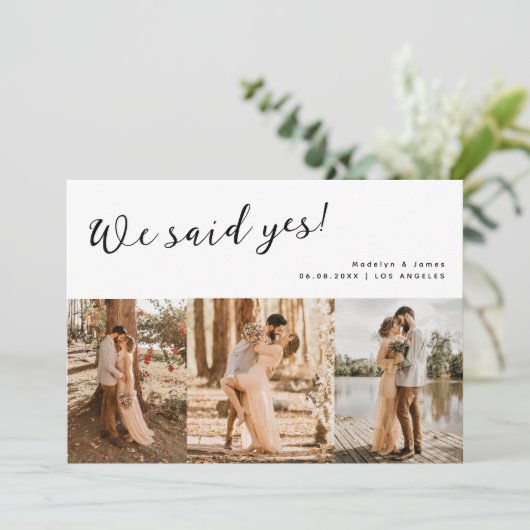 私たちはイエスと言った 現代のウェディング マルチ写真 案内状 (スタンド正面)
