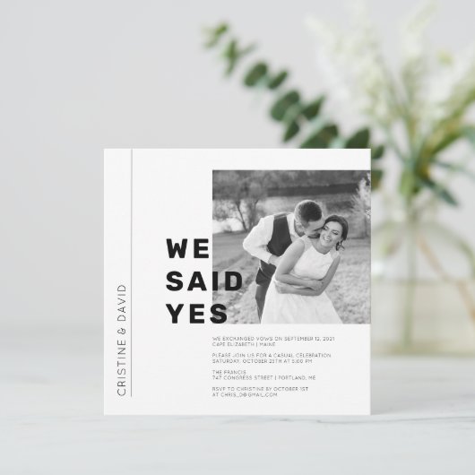 私たちはイエスと返事しました。 挙式発表 招待状 (スタンド正面)