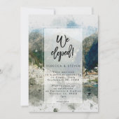 私たちはイタリアで秘密結婚 水彩 結婚式招待状 招待状 (正面)