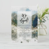 私たちはイタリアで秘密結婚 水彩 結婚式招待状 招待状 (スタンド正面)