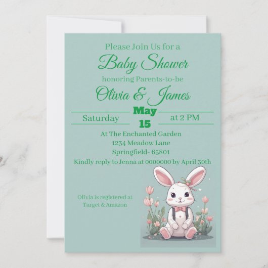 私たちはウサギの小さなバニーの赤ちゃんシャワーに興奮している セーブザデート (正面)