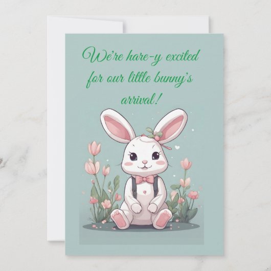 私たちはウサギの小さなバニーの赤ちゃんシャワーに興奮している セーブザデート (裏面)