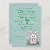 私たちはウサギの小さなバニーの赤ちゃんシャワーに興奮している セーブザデート (正面/裏面)