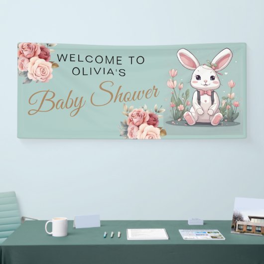 私たちはウサギの小さなバニーの赤ちゃんシャワーに興奮している 横断幕 (トレードショー)
